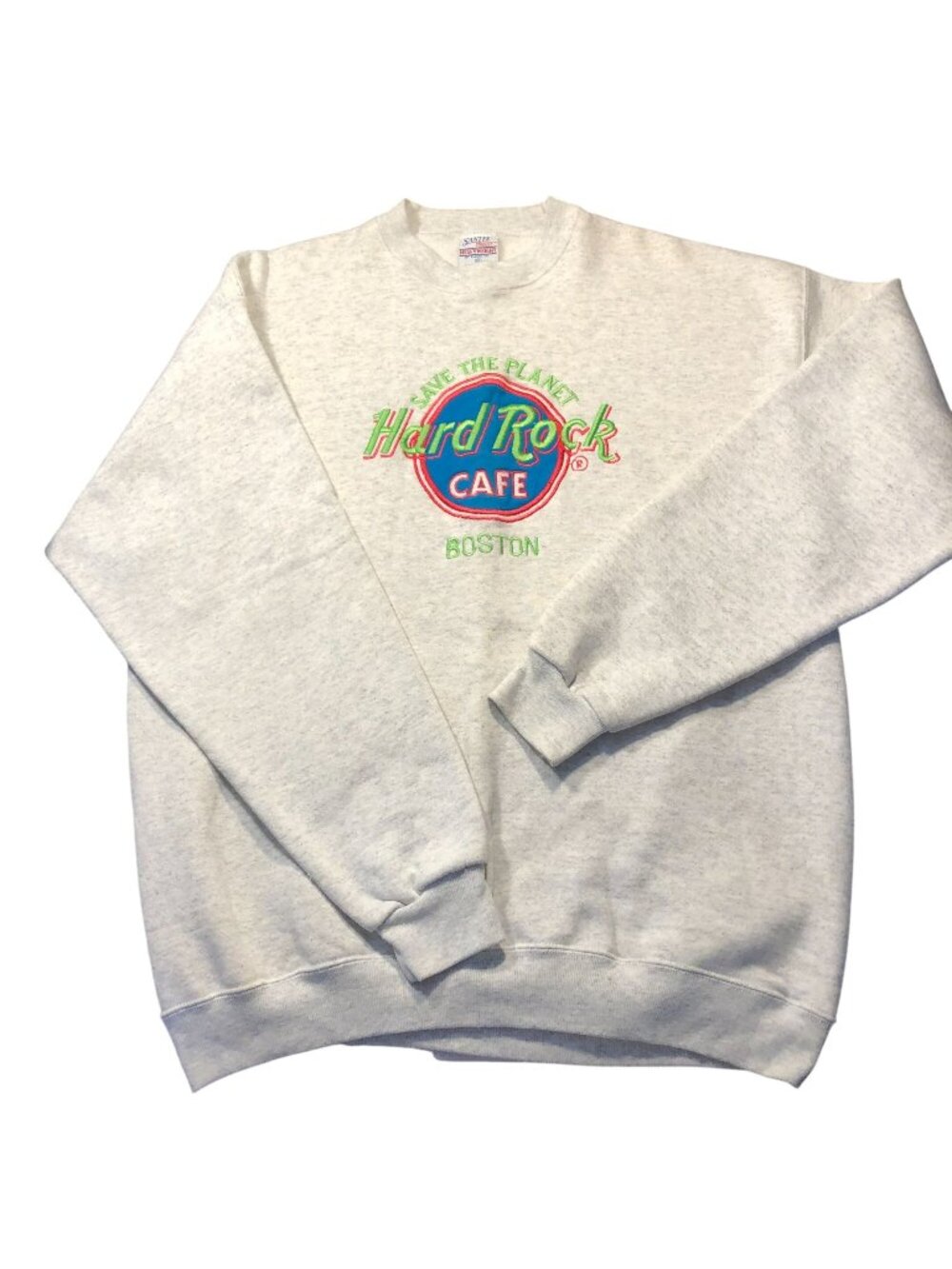 Hard Rock Cafe Boston Sweatshirt Size XL Embroidered Save The Planet Santee